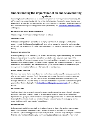 Understanding the importance of on online accounting system