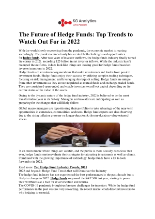 The Future of Hedge Funds Top Trends to Watch Out For in 2022