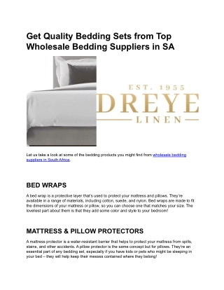 Get Quality Bedding Sets from Top Wholesale Bedding Suppliers in SA