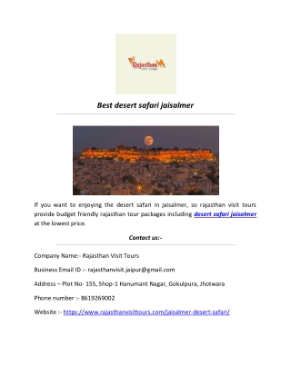 Best desert safari jaisalmer