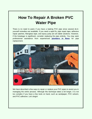 How To Repair A Broken PVC Water Pipe
