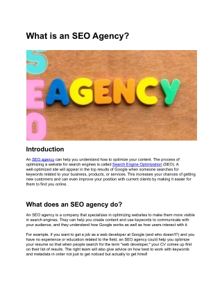 What is an SEO Agency_