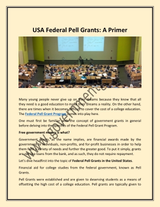 USA Federal Pell Grants - A Primer