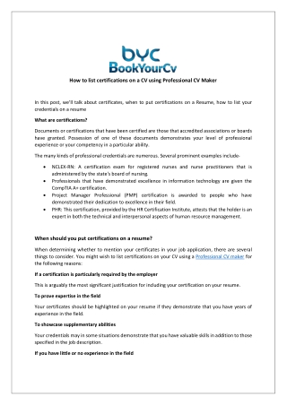 How to list certifications on a CV using Professional CV Maker