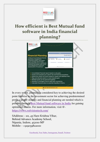 How efficient is Best Mutual fund software in India financial planning