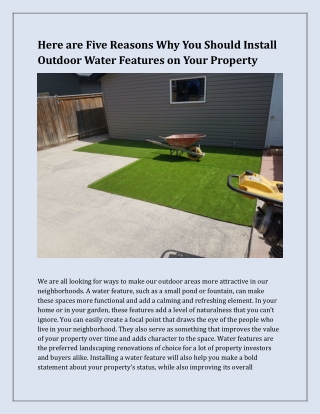 Here are Five Reasons Why You Should Install Outdoor Water Features on Your Property