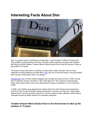 Interesting Facts About Dior