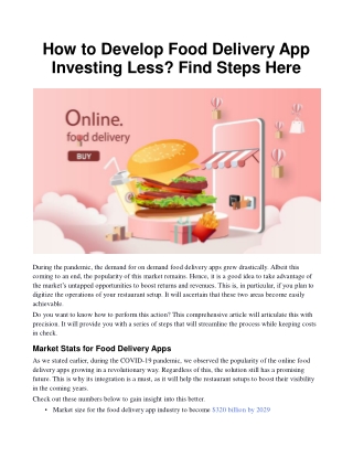 How to Develop Food Delivery App Investing Less_ Find Steps Here