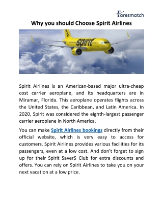 Spirit Airlines Flight Tickets Booking