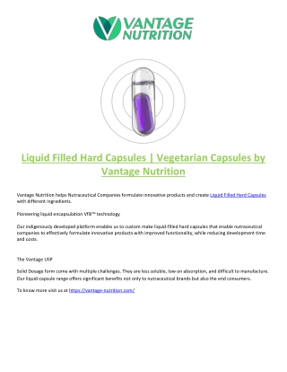 Liquid Filled Capsules-Vantage Nutrition