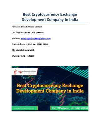 Best Cryptocurrency Exchange Development Company In India