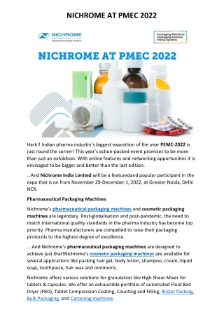 NICHROME AT PMEC INDIA 2022