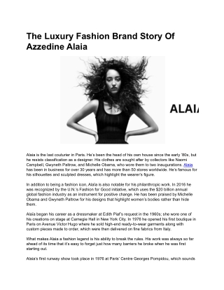 The Luxury Fashion Brand Story Of Azzedine Alaia