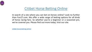Citibet Horse Betting Online  Fun27.com
