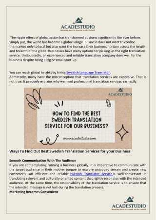 Swedish Translation Service For Our Business
