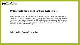 Order supplements and health products online