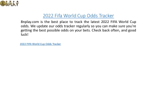 2022 Fifa World Cup Odds Tracker  8nplay.com