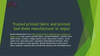 Printed fabric and printed bed sheet manufacturer in Jaipur -Nov