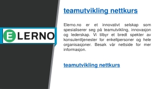 teamutvikling nettkurs  Elerno.no