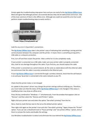 fix the Hp Printer Offline issue