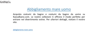 Abbigliamento mare uomo  Kaosalbano.com