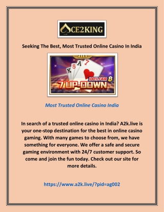 Seeking The Best, Most Trusted Online Casino In India