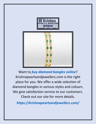 Buy Diamond Bangles Online | Krishnapearlsandjewellers.com