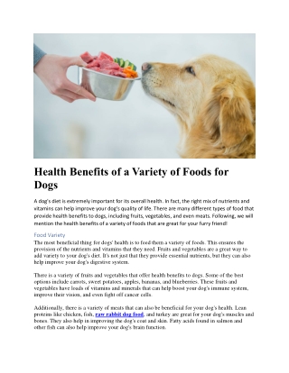 Health Benefits of a Variety of Foods for Dogs