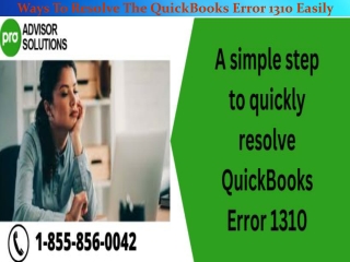 Ways To Resolve The QuickBooks Error 1310 Easily
