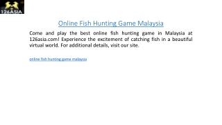 Online Fish Hunting Game Malaysia  126asia.com