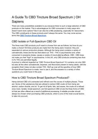 A Guide To CBD Tincture Broad Spectrum | OH Sapiens