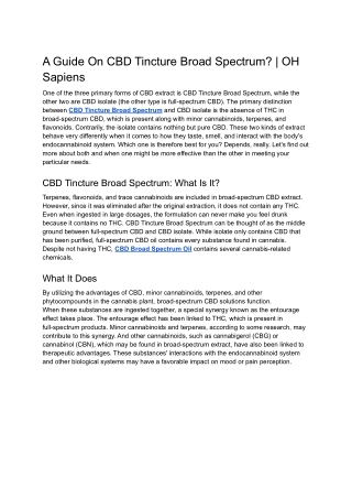 A Guide On CBD Tincture Broad Spectrum? | OH Sapiens