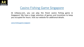 Casino Fishing Game Singapore  126asia.com