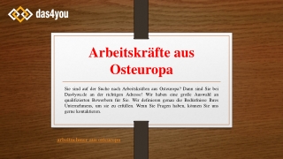 Arbeitskräfte aus Osteuropa | Das4you.de