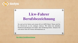 Lkw-Fahrer Berufsbezeichnung | Das4you.de