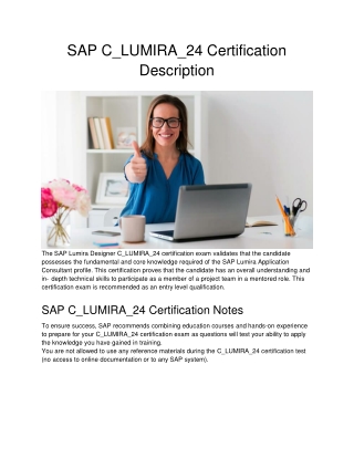 SAP C_LUMIRA_24 Certification Description