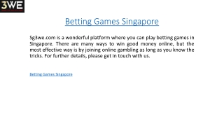 Betting Games Singapore  Sg3we