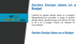 Garden Design Ideas on a Budget   Mygardentip.com