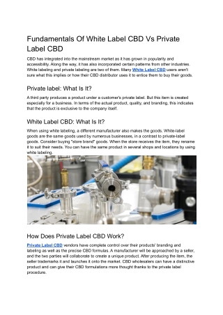 Fundamentals Of White Label CBD Vs Private Label CBD