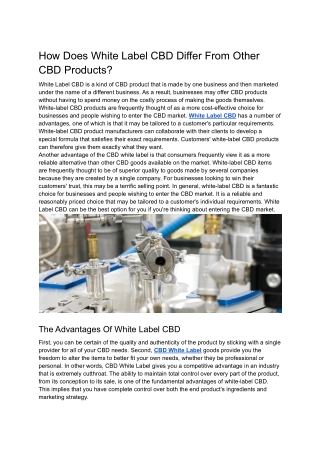 How Does White Label CBD Differ From Other CBD Products?