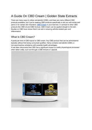 A Guide On CBD Cream | Golden State Extracts
