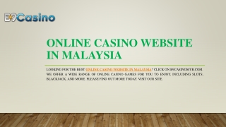 Online Casino Website In Malaysia | B9casinomyr.com
