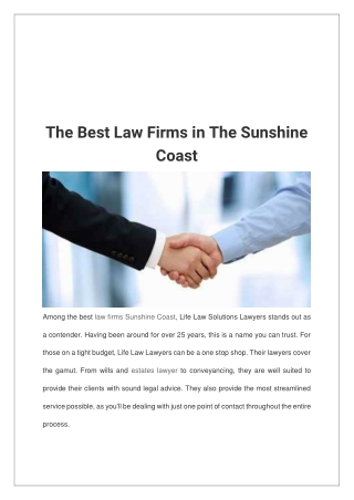 The Best Law Firms in The Sunshine Coast