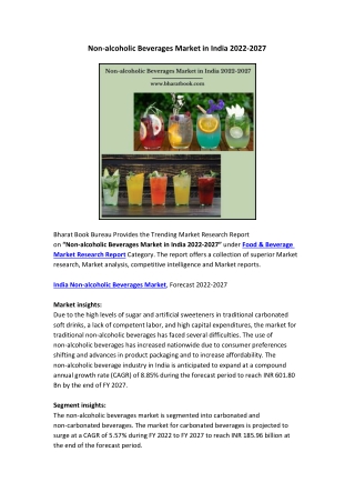 Non-alcoholic Beverages Market in India 2022-2027