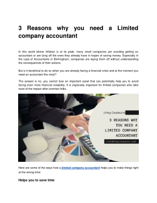 3 reasons why you need a limited company accountant