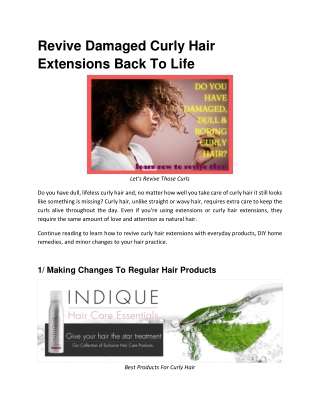 Revive Damaged Curly Hair Extensions Back To Life