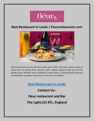 Best Restaurant In Leeds | Fleurrestaurants.com