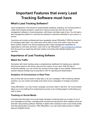 Important features that every lead tracking software must have.