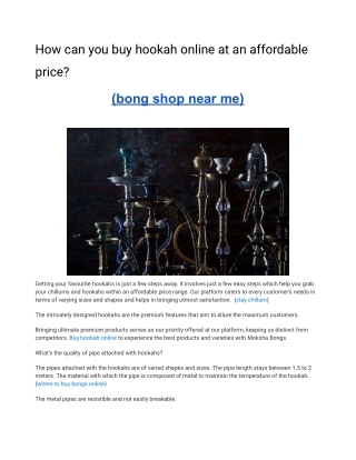 How can you buy hookah online at an affordable price?