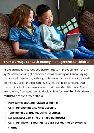 5 simple ways to teach money management to children